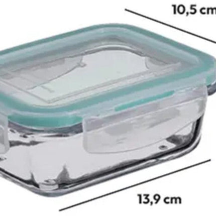5Five Vershoudbakje met deksel - 2x - glas - luchtdicht - met clips - 14 x 10 x 5 cm - 330 ml