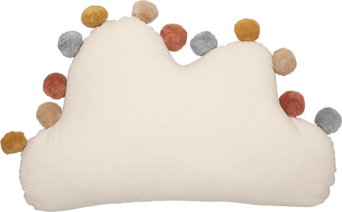 Atmosphera Kids Coussin Nuage Harlequin avec pompons - 50x12x30cm - Blanc