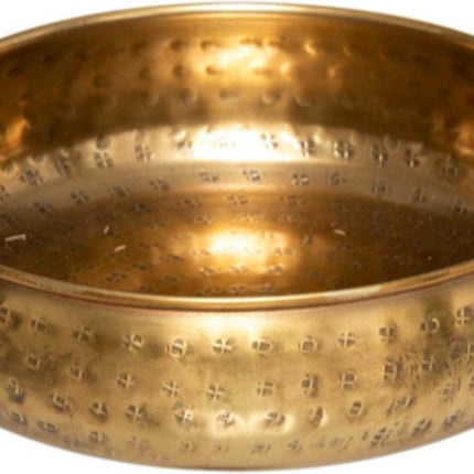 Schalenset, 2 Stück, goldfarbenes bearbeitet Metall, Ø 30,5 cm und 20 cm