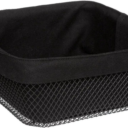 5Five - Broodmand Bistro plus - metaal/stof - zwart - 25 x 11 cm - vierkant