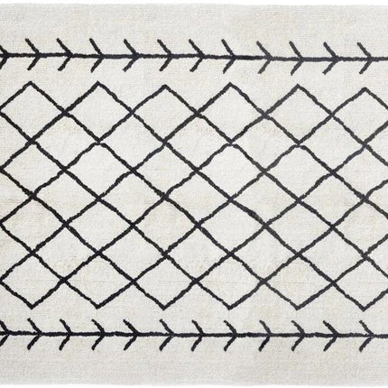 Atmosphera Nomo Tuft Teppich – Schwarz-weißes Rautenmuster 170 x 120 cm – Baumwollteppich – rechteckiger Teppich
