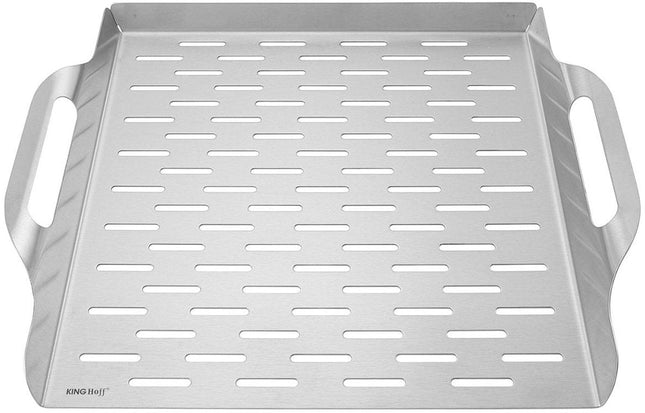 KINGHoff KH-1917 Diepe Grillbak - Roestvrijstalen Barbecue Bak 37x31 cm - Met Rand en Handvatten