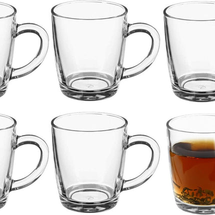 Secret de Gourmet Kaffee-/Teegläser mit Henkel - 6er-Set - Transparentes Glas - 340 ml