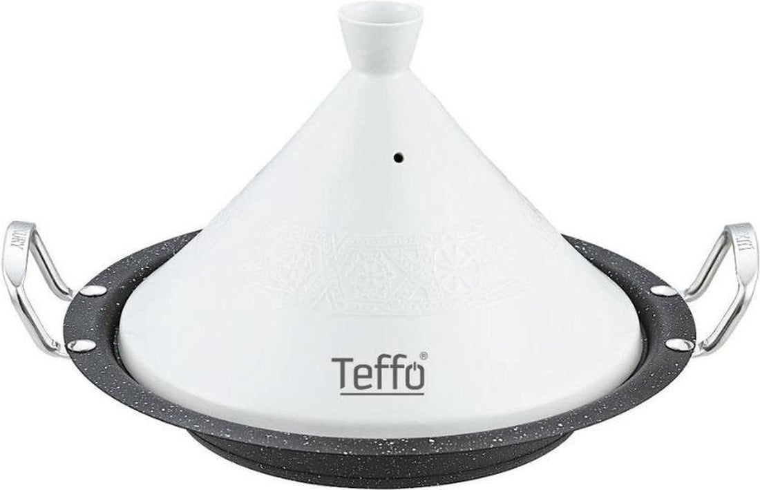 Tajine Teffo Ø34 cm - Granit - Tous feux dont induction - Blanc / Noir