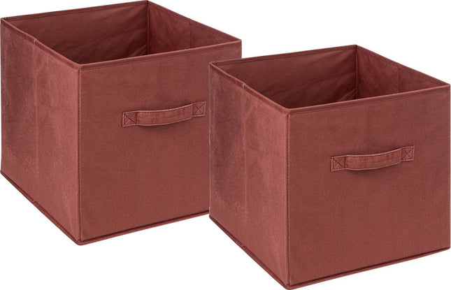 5Five Aufbewahrungskorb/Schrankkorb - 2er-Set - Bordeauxrot - 31 x 31 x 31 cm - 29 Liter - Regalkörbe - Stoff mit verstärktem Boden - Faltbar