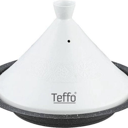 Teffo Tajine Ø 30 cm - Graniet - Geschikt voor alle warmtebronnen, inclusief inductie - Wit, Zwart