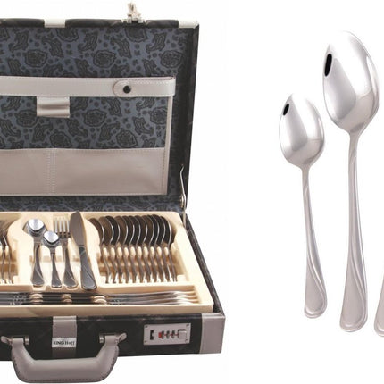 Besteckset - 12 Personen - 72-teilig - Luxuriöser Aufbewahrungskoffer - 18/10 - Kinghoff- KH-3544