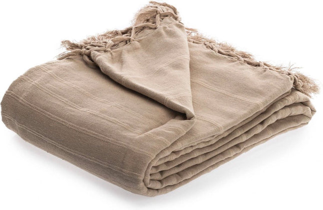 Tagesdecke Baumwolle beige taupe 230 x 250 cm | Doppelbettdecke