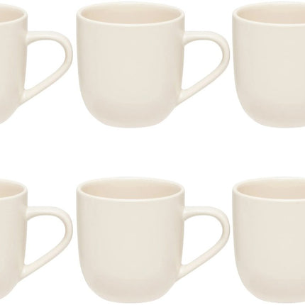 Set mit 6 weißen Keramikbechern 24 cl – Steingut – mit Henkel – Praktisch und stilvoll