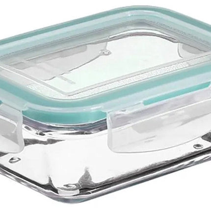 5Five Vershoudbakje met deksel - 2x - glas - luchtdicht - met clips - 14 x 10 x 5 cm - 330 ml