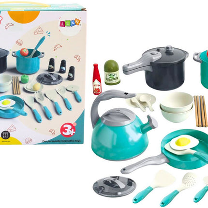 Kinderkeuken Set 33 Delig - Speelgoed Pannen en Potten met Waterketel - Keukengerei voor Rollenspel - Compleet Kookset voor Kinderen 3+ - Kookset - Eten - Theepot - Set Keukenspullen