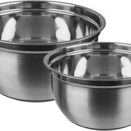 Set 2x stuks beslagkommen/mengkommen - RVS 4,5L/1L - Met antislip