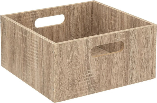 5five Aufbewahrungskorb/Schrankkorb aus Holz - hellbraun - 14 Liter - 31 x 31 x 15 cm - Aufbewahrungsboxen - Regalkörbe