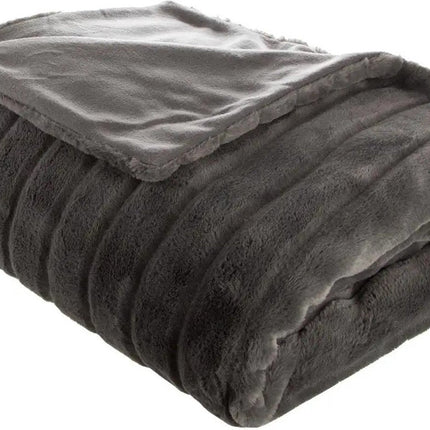 Atmosphera Plaid/deken Manoir - donker grijs - 180 x 230 cm - polyester - sprei