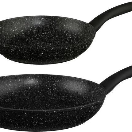 Secret de Gourmet - Koekenpannen set 2x - Alle kookplaat/warmtebronnen - Zwart - Dia 24 en 28 cm