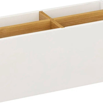 5Five - Organizer - 4 vakken - Bamboe - Hout - Wit - 21 x 8 x 9 cm