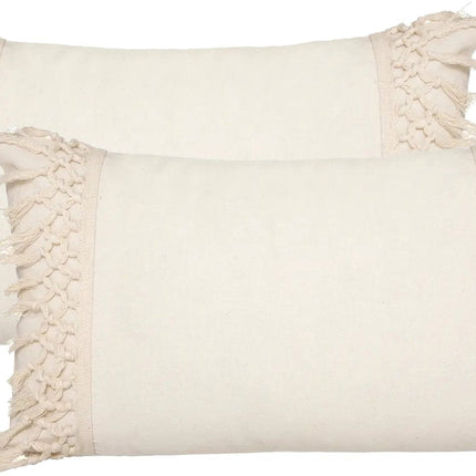 Atmosphera Sierkussen Macrame Ibiza voor binnen - 2x - creme wit - 30 x 50 cm - katoen/polyester