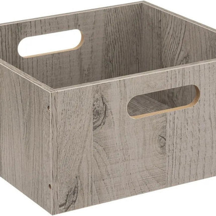 5five Aufbewahrungskorb/Schrankkorb aus Holz - grau - 14 Liter - 31 x 31 x 15 cm - Aufbewahrungsboxen - Regalkörbe