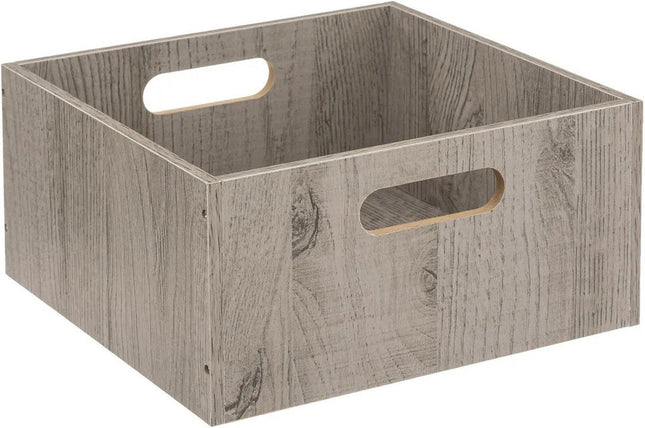 5five Aufbewahrungskorb/Schrankkorb aus Holz - grau - 14 Liter - 31 x 31 x 15 cm - Aufbewahrungsboxen - Regalkörbe