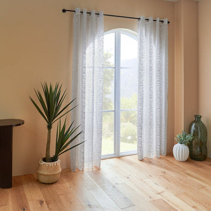 Atmosphera Lazi Transparenter Vorhang 140x240cm - Fertiggardinen mit Haken Ringen - Weiß