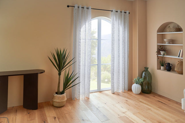 Atmosphera Lazi Transparenter Vorhang 140x240cm - Fertiggardinen mit Haken Ringen - Weiß