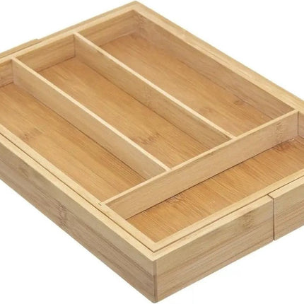 2er-Set 5five Besteckkasten - ausziehbar - 4 bis 6 Fächer - Bambus - 35 x 25 cm - Küchenorganizer