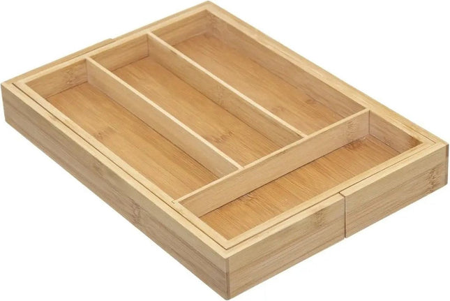 2er-Set 5five Besteckkasten - ausziehbar - 4 bis 6 Fächer - Bambus - 35 x 25 cm - Küchenorganizer