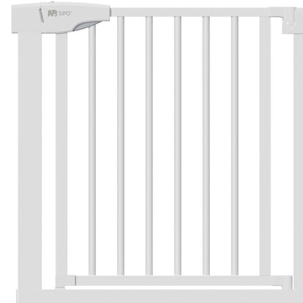 Baby-Schutzgitter Weiß 75-103 cm breit - Treppenschutzgitter mit automatischem Verschluss und Klemmbefestigung - Schutzgitter 80 cm hoch - Sipo