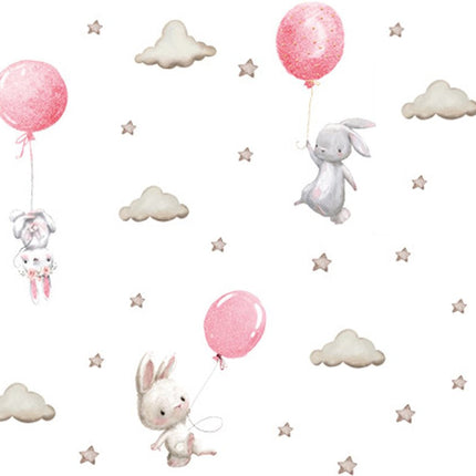 Wandtattoo Ballons - Rosa - Selbstklebender Wandaufkleber für Kinderzimmer - 76x115 cm - Dekoration mit Heißluftballons für Mädchenzimmer
