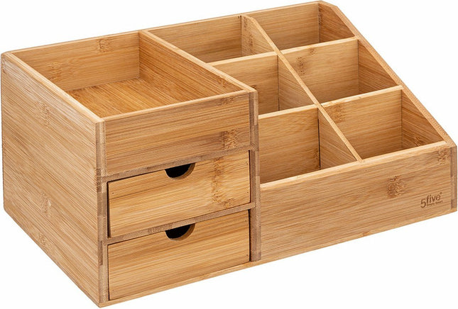 Five Sieraden/make-up organizer - bamboe - rechthoek - 33 x 15 x 20 cm - organizers