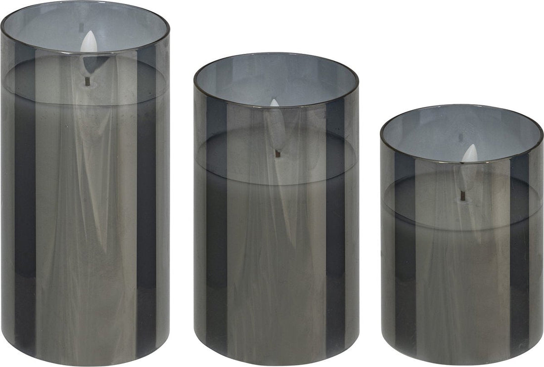 Atmosphera Bougies LED effet scintillant - Lot de 3 - Noir
