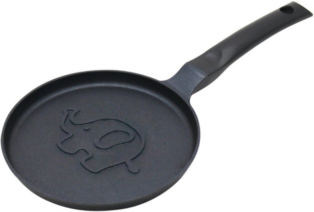Klausberg KB-7974 Pfannkuchenpfanne - Elefanten-Motiv - Ø18 cm - Schwarze Antihaftbeschichtung - Für alle Herdarten einschließlich Induktion geeignet