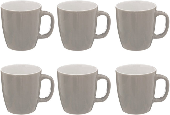 Colorama Grijs Ronde Mok met Oor - Set van 6 - 18 cl - Faience Materiaal