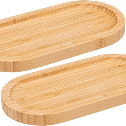 5Five Serveerplankje voor hapjes/fingerfood - 2x - 20 x 10 cm - bamboe hout - borrelplank - tapasplank