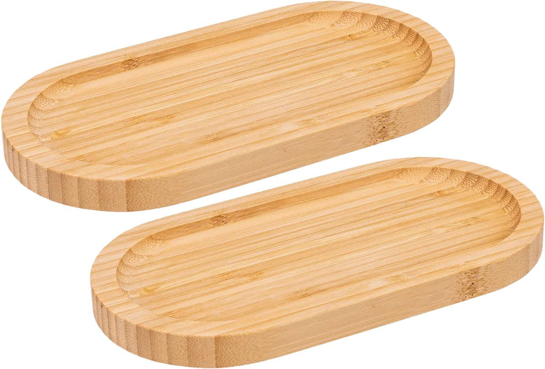 5Five Planchettes de service pour amuse-bouches/finger food - 2x - 20 x 10 cm - bois de bambou - planche à apéritif - planche à tapas