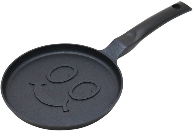 Klausberg KB-7971 Pfannkuchenpfanne - Lustiges Gesicht Design - Ø18 cm - Schwarze Antihaftbeschichtung - Für alle Herdarten inkl. Induktion geeignet - Smiley