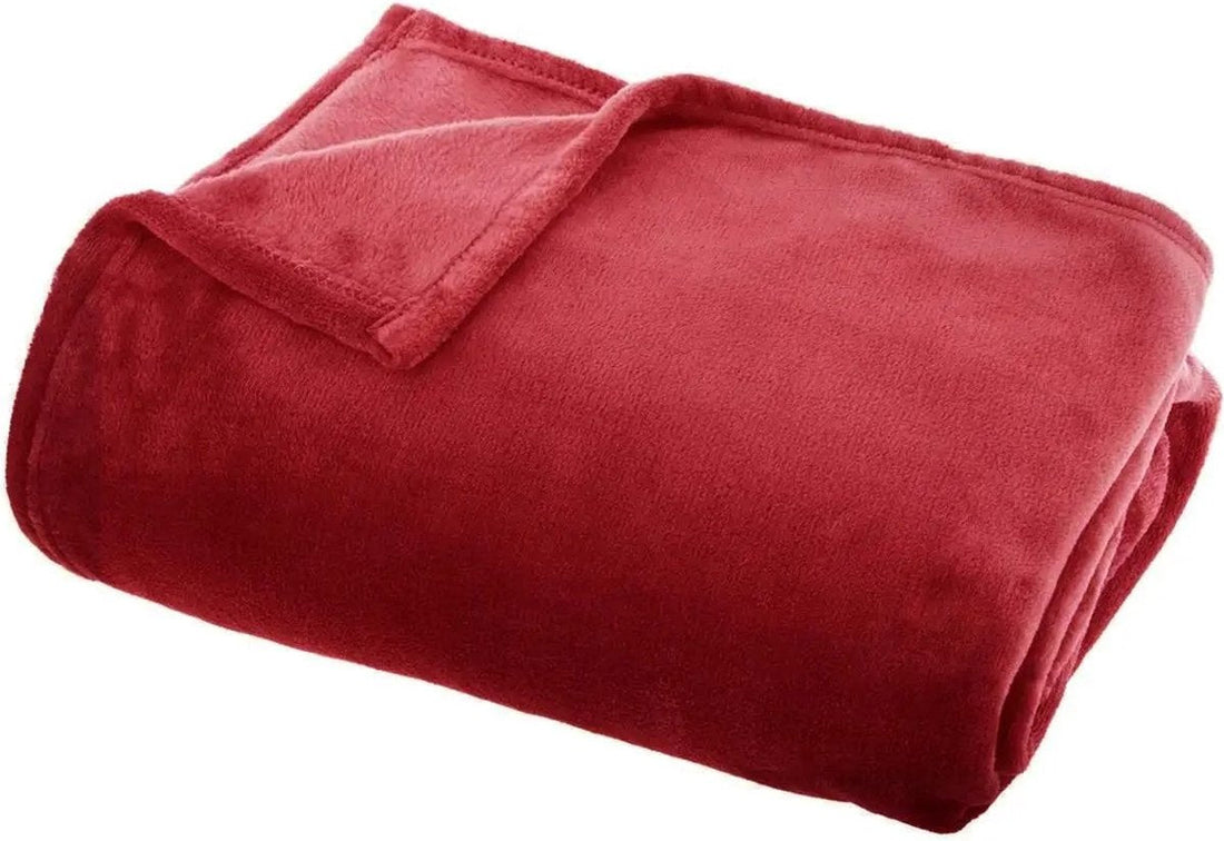 Atmosphera fleece plaid rood – bankdeken van polyester, 130 x 180 cm