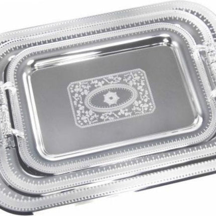 KINGHOFF Serviertabletts, 3er Set - Edelstahl -