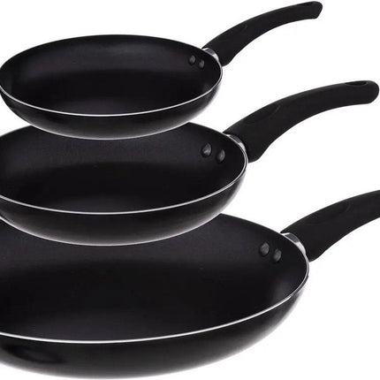 Secret de Gourmet - Koekenpannen set 3x - Alle kookplaten/warmtebronnen - Zwart - Dia 20/24/28 cm