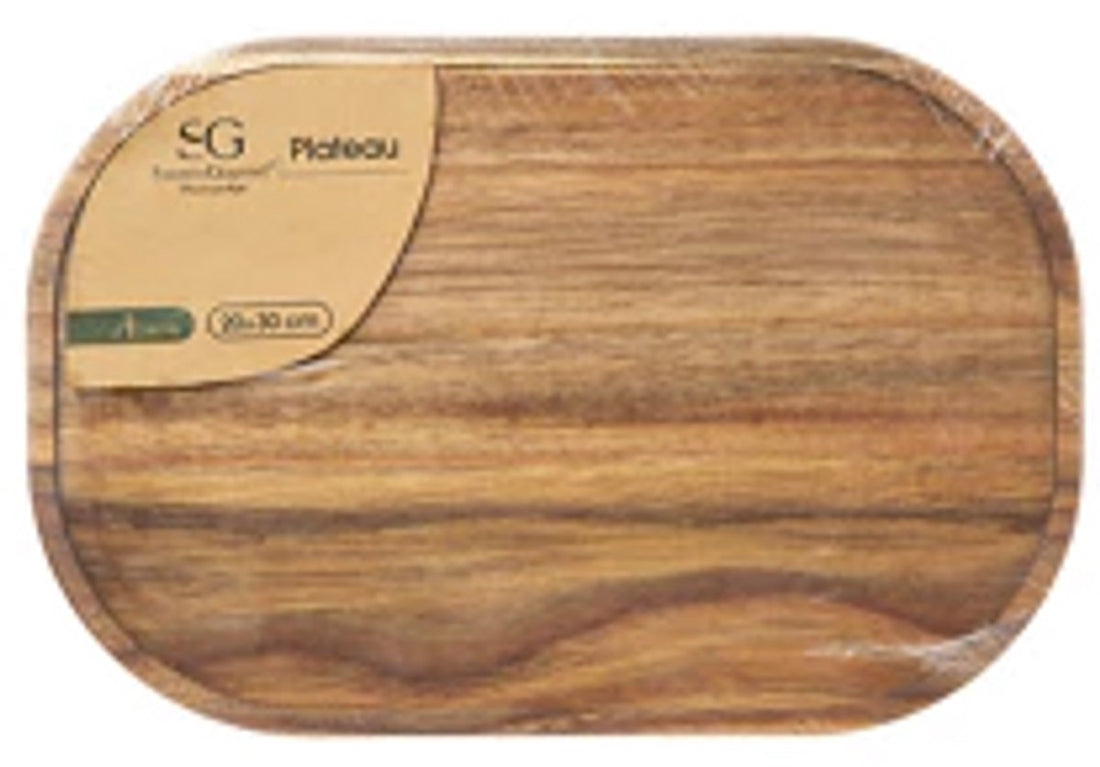 Secret de Gourmet serveerplank van acaciahout met sapgeul – 30 x 20 cm