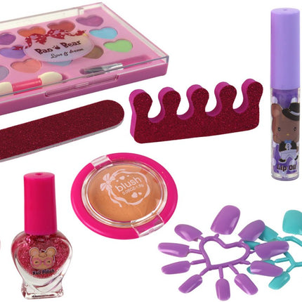 Kinder-Make-up- und Nagelstyling-Set im rosa Koffer – 25-teiliges Schminkspielzeug mit Lidschatten, Lipgloss und Nagellack – Beauty-Accessoires – Schönes Set – Beauty-Set