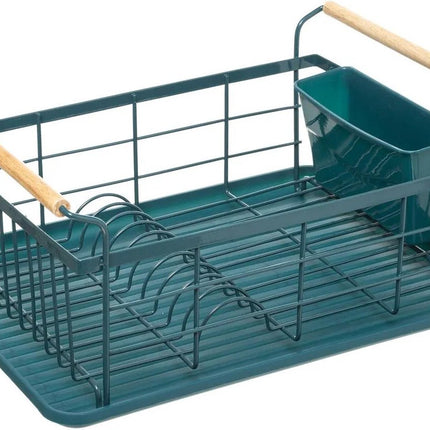Afdruiprek/afwasrek petrol groen 46,5 x 32 cm van ijzer - Afwassen