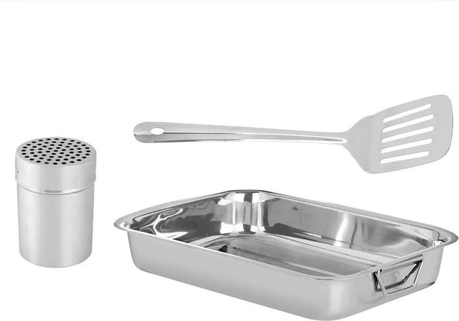 3-teiliges Ofenform-Set aus Edelstahl 36 x 26 cm