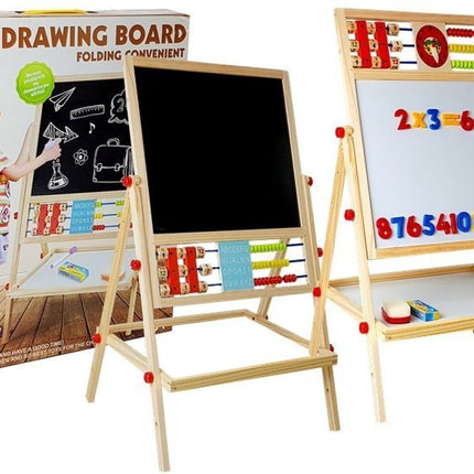 Leantoys Multifunktionale Tafel – Drehbare Tafel mit Abakus, Uhr, Magnetzahlen und Rechenrahmen – Lernspielzeug 3+ – Magnettafel – Kreidetafel – Spielzeug Kinder – Nikolaus-Tipp – Geschenk-Tipp – Drehbare Tafel – Spielerisch lernen – 67 cm hoch