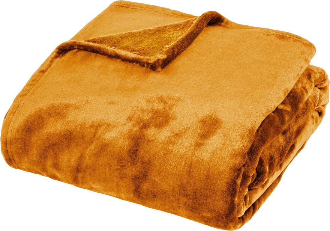 Atmosphera plaid superzacht – 130 x 180 cm, mosterdgeel (mustard yellow)