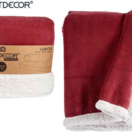 Plaid | warmes Fuchsia-Rosa | Sherpa Weiß | 130 x 170 cm | warm | weich