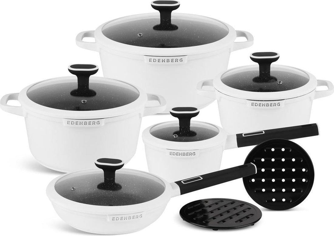 Edënbërg White Line - Set de 12 casseroles de luxe en aluminium forgé