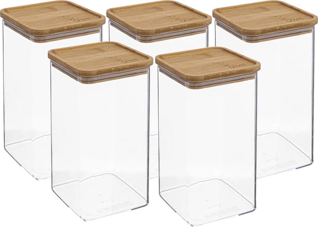 5Five - Keuken voorraadpot - Berlino - 5x - kunststof/bamboe - 1500 ml