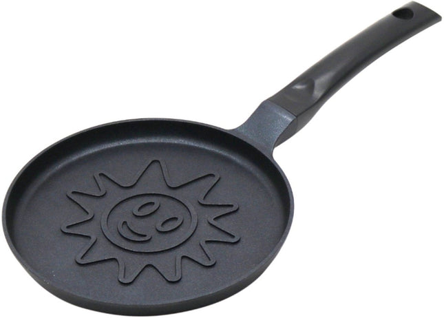 Klausberg KB-7972 Pfannkuchenpfanne - Sonnenblumenmotiv - Ø18 cm - Schwarze Antihaftbeschichtung - Für alle Herdarten einschließlich Induktion geeignet - Sonne -