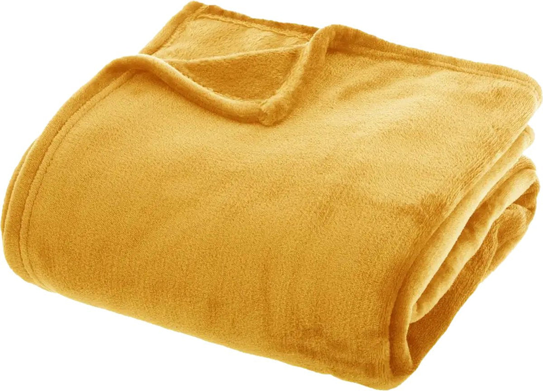 Plaid/couverture polaire flanelle jaune 180x230 cm - 250g/m²